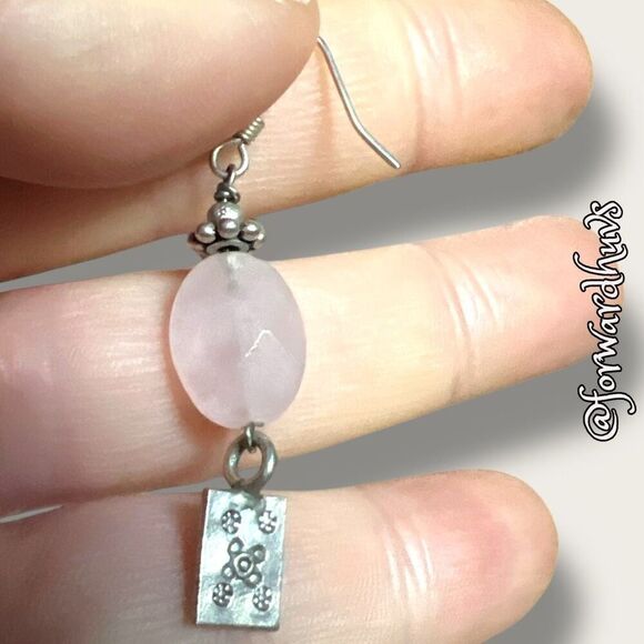Faceted Pink Quartz Dangle Earrings - Picture 6 of 8
